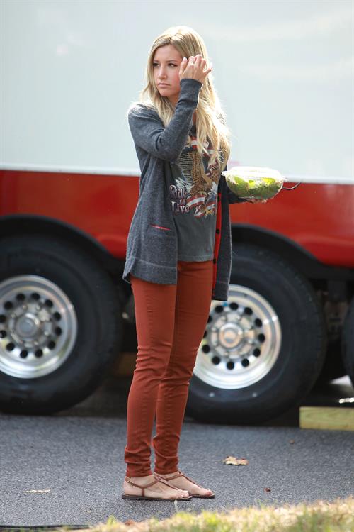 Ashley Tisdale on a lunch break while shooting Scary Movie 5 10/2/12