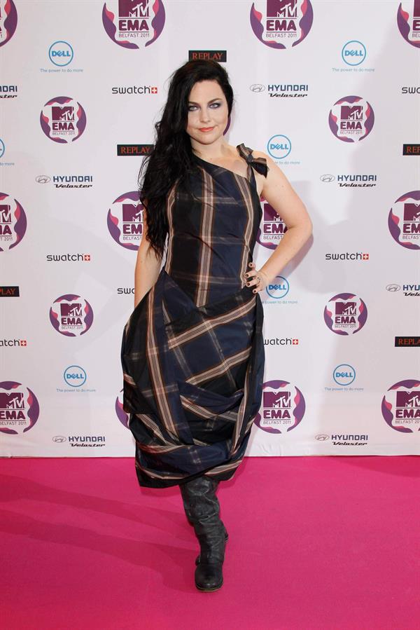 Amy Lee attends the 2011 MTV European Music Awards in Belfast Ireland on November 6, 2011