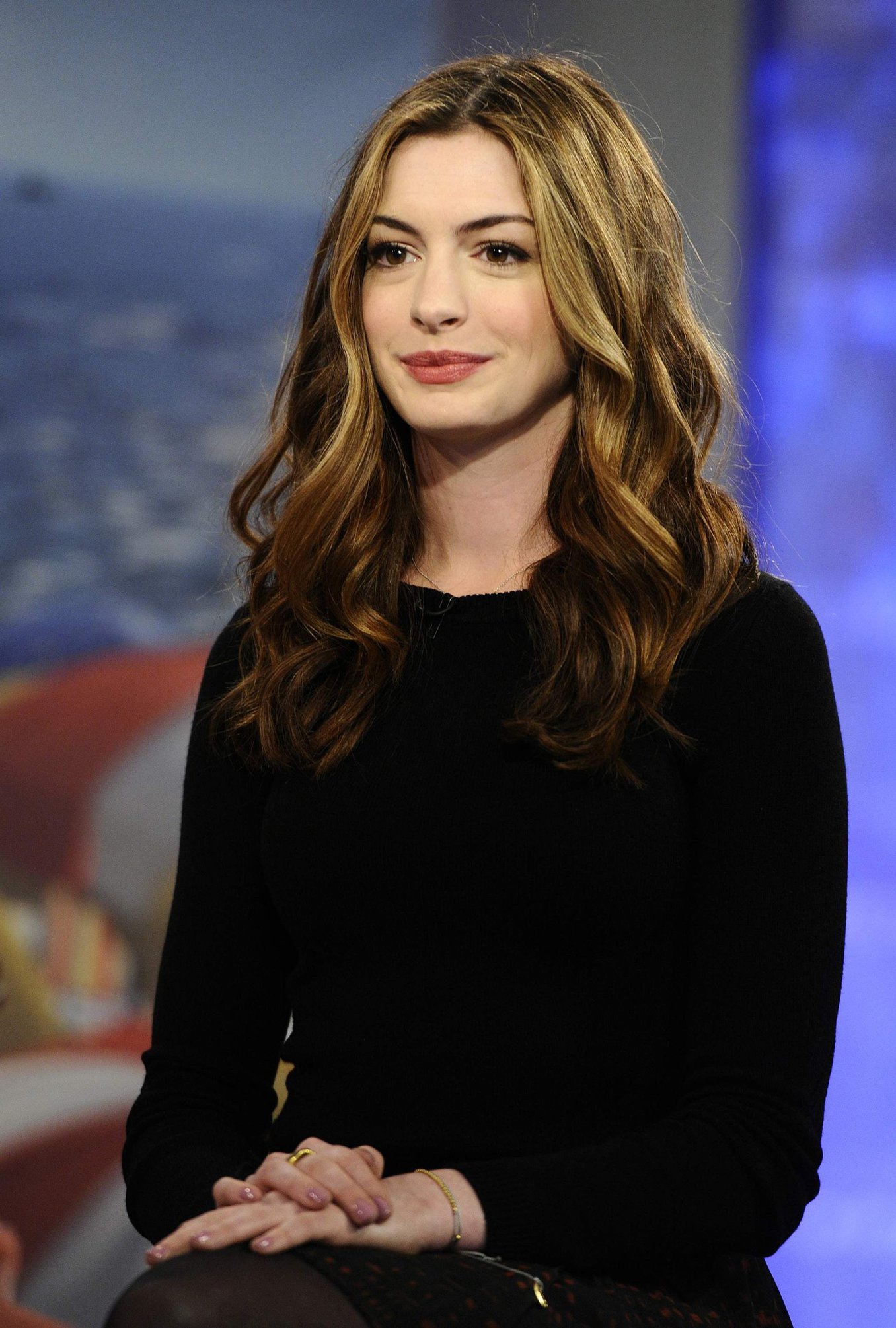 Anne Hathaway appearing on the Today Show on April 7, 2011