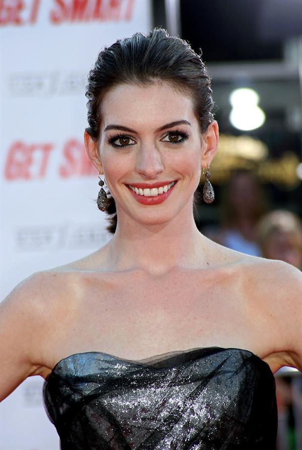 Anne Hathaway attends the premiere of Get Smart in Los Angeles