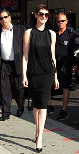 Anne Hathaway at Late Show with David Letterman in New York on July 11, 2012