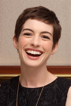 Anne Hathaway the Dark Knight Rises press conference portraits in Beverly Hills on July 8, 2012