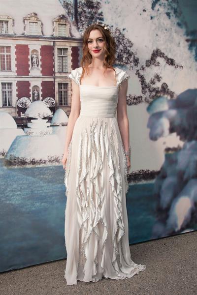 Anne Hathaway White Fairy Tale Love Ball in Paris on July 5, 2011
