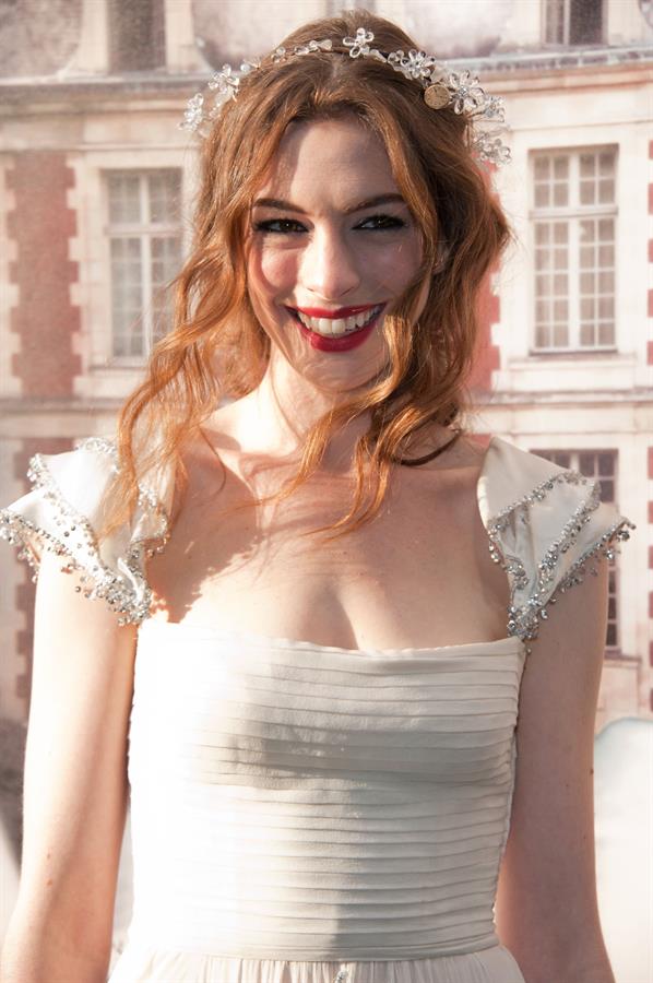 Anne Hathaway White Fairy Tale Love Ball in Paris on July 5, 2011