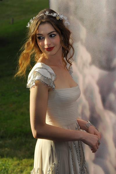 Anne Hathaway White Fairy Tale Love Ball in Paris on July 5, 2011