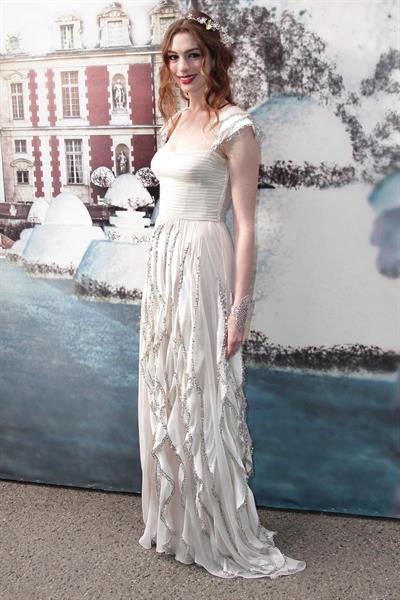 Anne Hathaway White Fairy Tale Love Ball in Paris on July 5, 2011