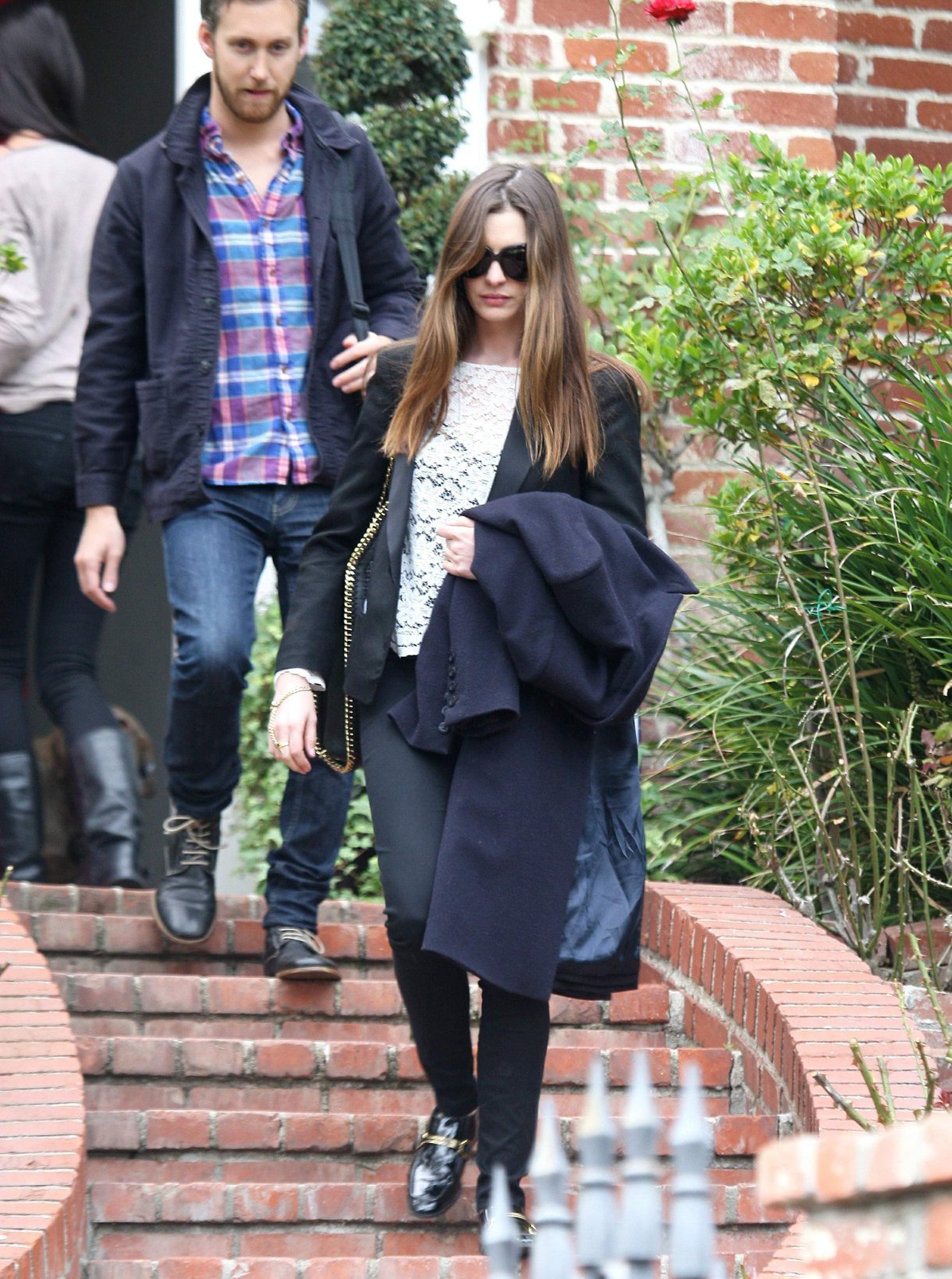 Anne Hathaway leaving a friends house in Beverly Hills on January 20, 2012