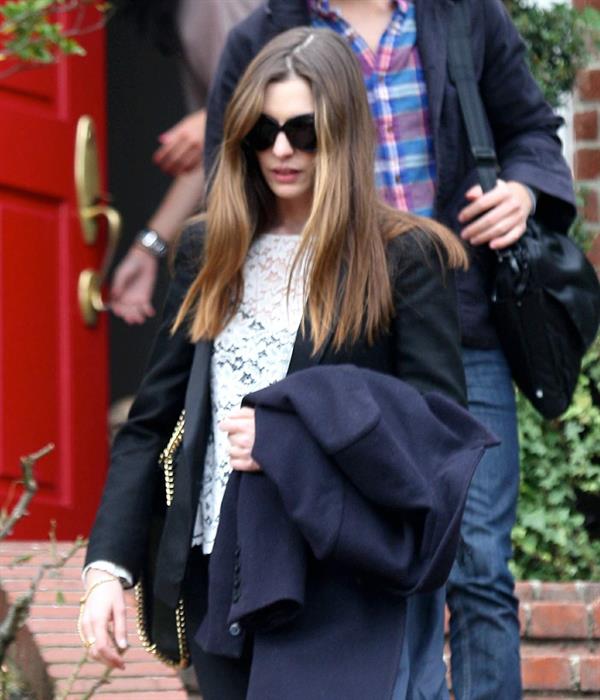 Anne Hathaway leaving a friends house in Beverly Hills on January 20, 2012