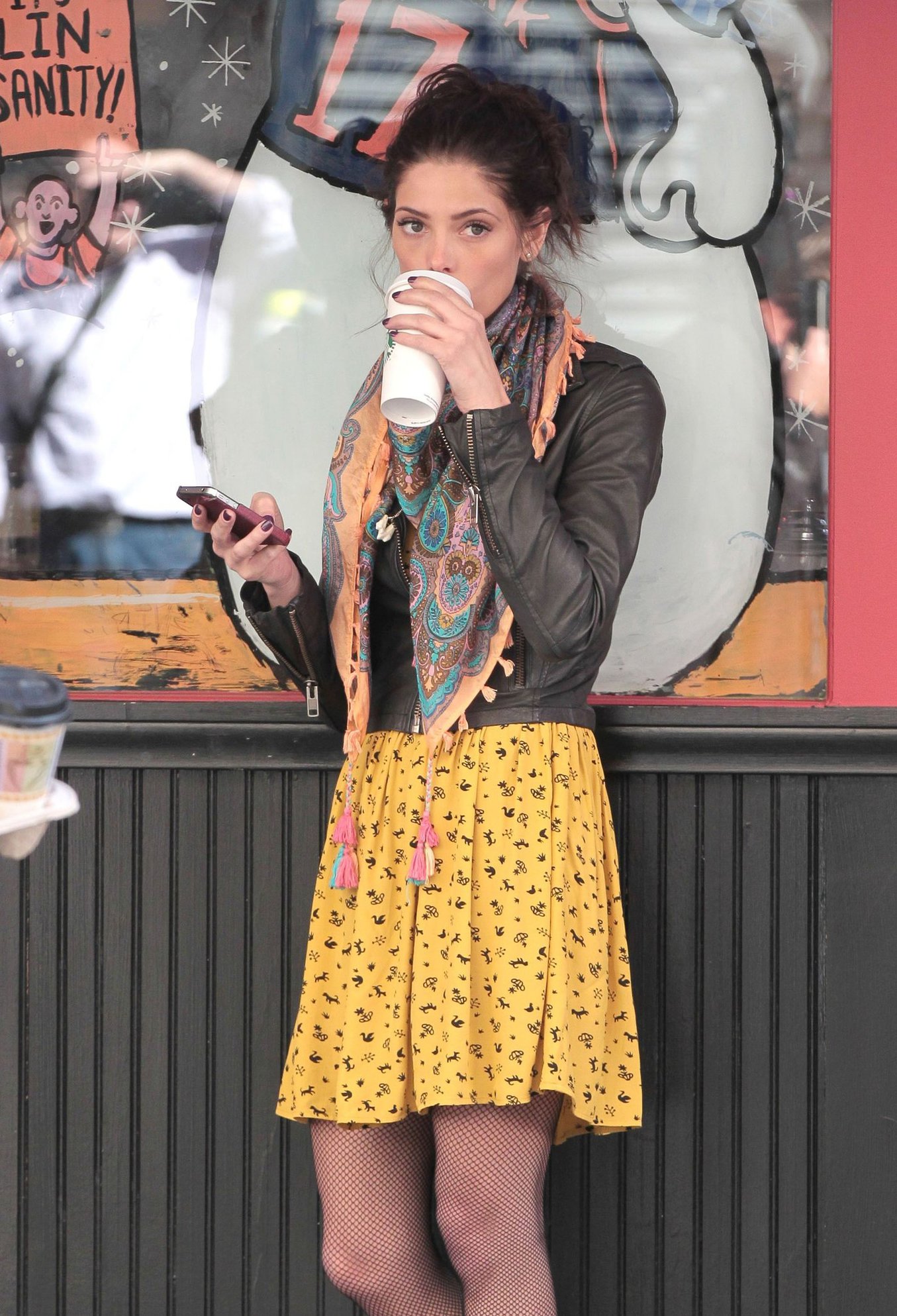 Ashley Greene on the set of Americana in New York City on March 14, 2012