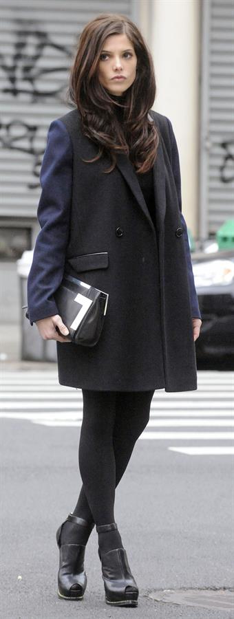 Ashley Greene on set of a photoshoot for DKNY in New York on April 1, 2012