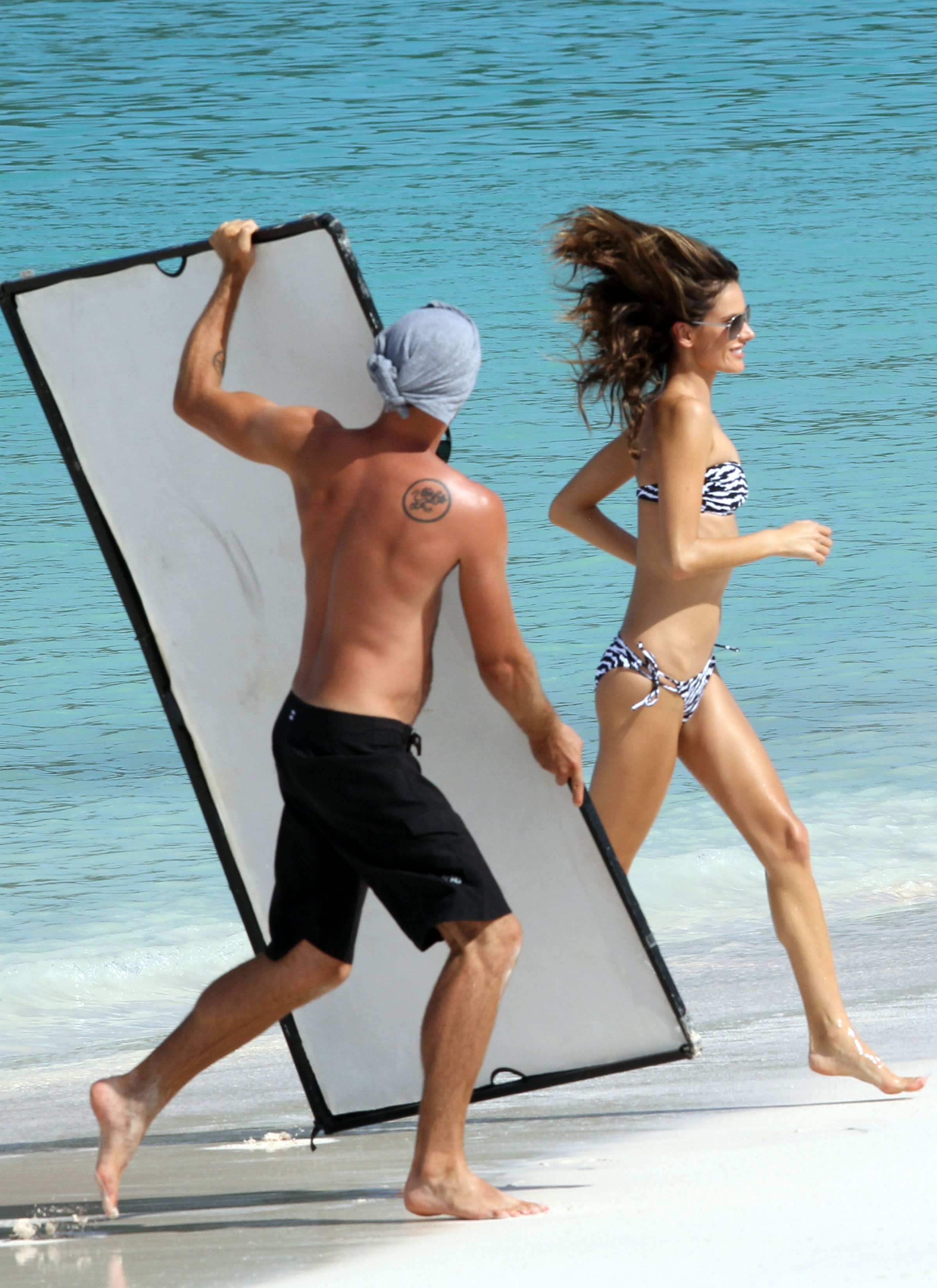 Alessandra Ambrosio in a bikini at a Victoria's Secret shoot in St Barth on October 10, 2010