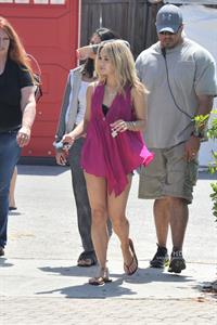 Selena Gomez, Vanessa Hudgens and Ashley Benson on the set of Spring Breakers on March 21, 2012