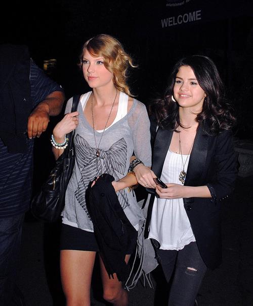 Selena Gomez and Taylor Swift outside a bowling alley in Los Angeles