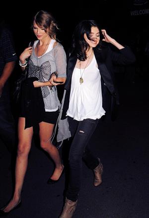 Selena Gomez and Taylor Swift outside a bowling alley in Los Angeles