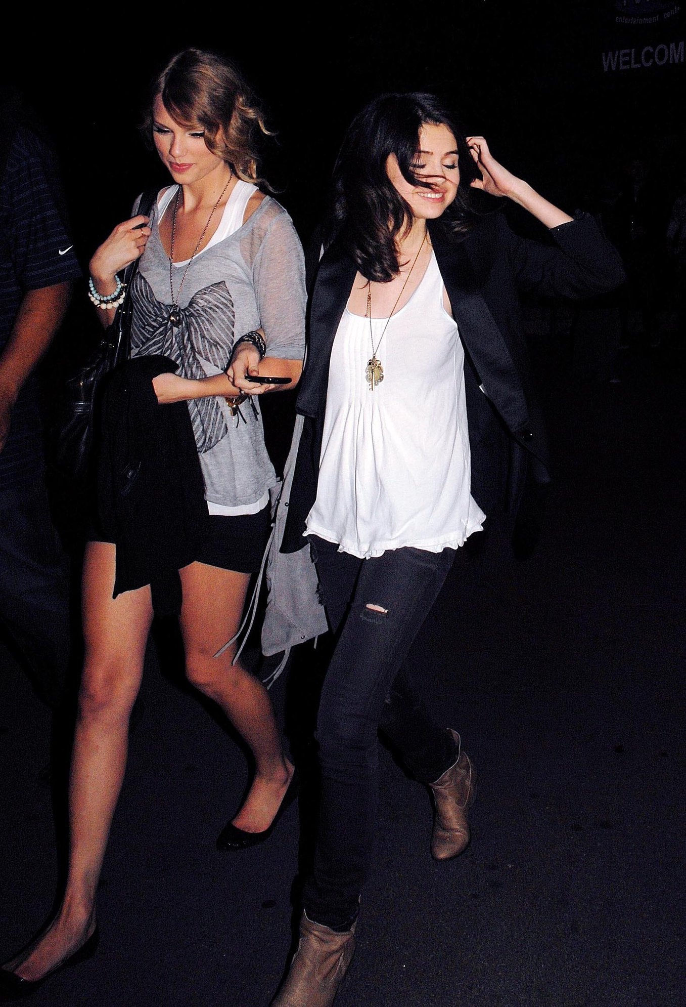 Selena Gomez and Taylor Swift outside a bowling alley in Los Angeles