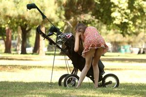 Alicia Arden golfing in a tiny skirt.  Upskirt pink panties.