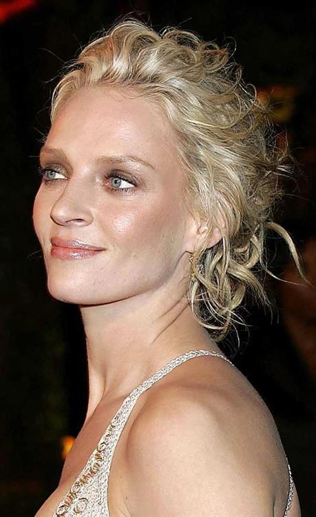 Uma Thurman in a white dress