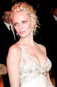 Uma Thurman in a white dress