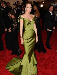 Uma Thurman in a green dress