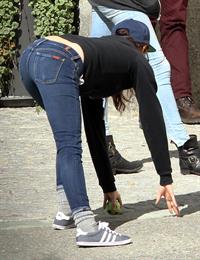 Kristen Stewart playing with a ball on the set of  Sils Maria  in Switzerland September 20, 2013  