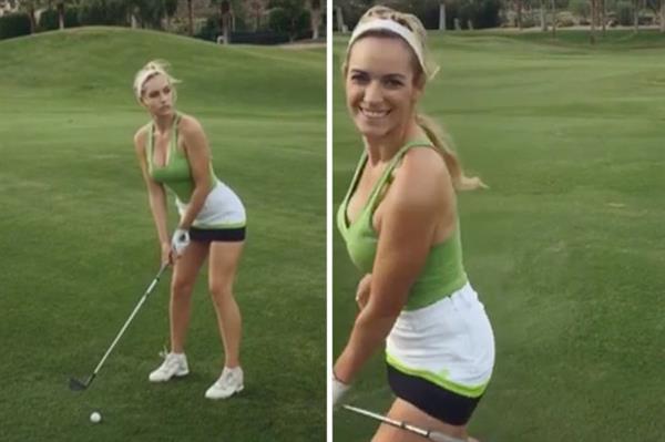 The sexy pro golfer Paige Spiranac treated the internet with a hot warm up routine in a recent outdoor practice on the golf course.