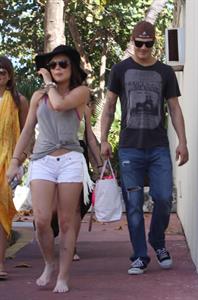 Lucy Hale and Ashley Benson photoshoot at the Bondo Bikini Shack on Miami Beach on March 24, 2012