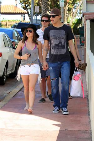 Lucy Hale and Ashley Benson photoshoot at the Bondo Bikini Shack on Miami Beach on March 24, 2012