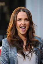 On the set of Extra at The Grove in LA on January 17, 2013