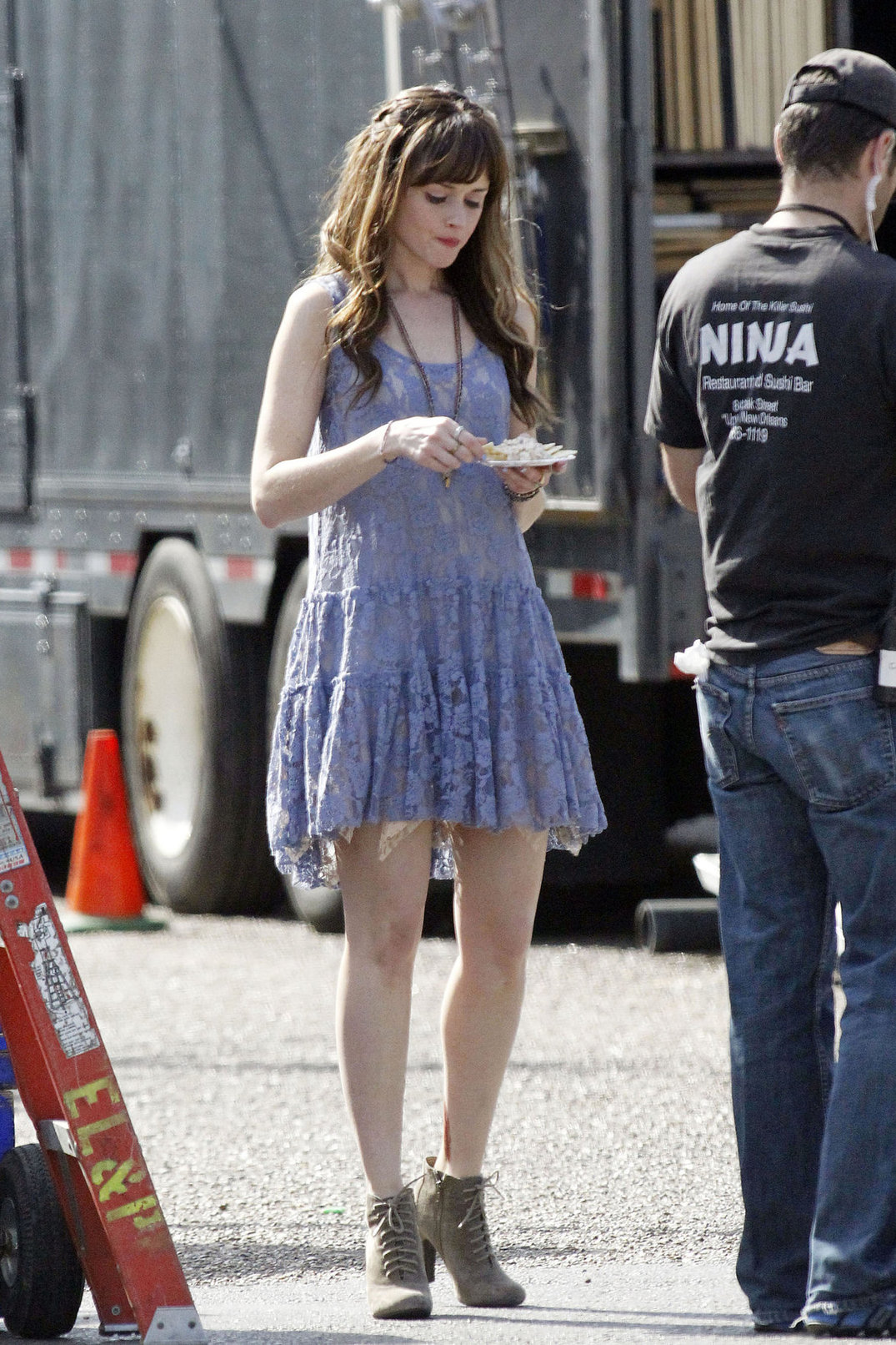 Alexis Bledel on the set of 'Remember Sunday' in New Orleans January 25, 2013