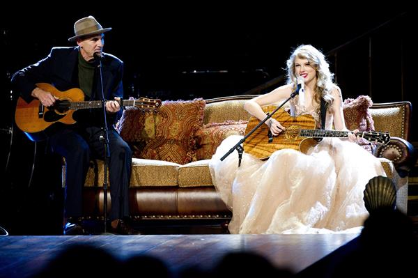 Taylor Swift and Selena Gomez performing at Madison Square Garden in New York, November 11, 2011 