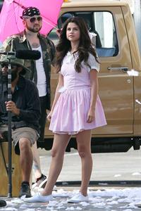 Selena Gomez - Shares an on screen kiss with her co star while filming in Sherman Oaks August 10, 2012