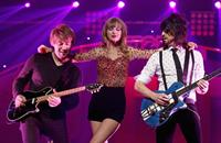 Taylor Swift on stage at the KIIS FM 2012 Jingle Ball concert at Nokia Theatre in Los Angeles - December 1, 2012 