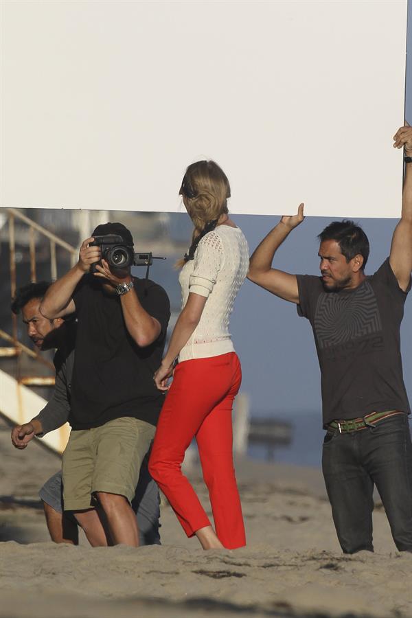 Taylor Swift on the set of a photoshoot in Malibu July 24, 2012