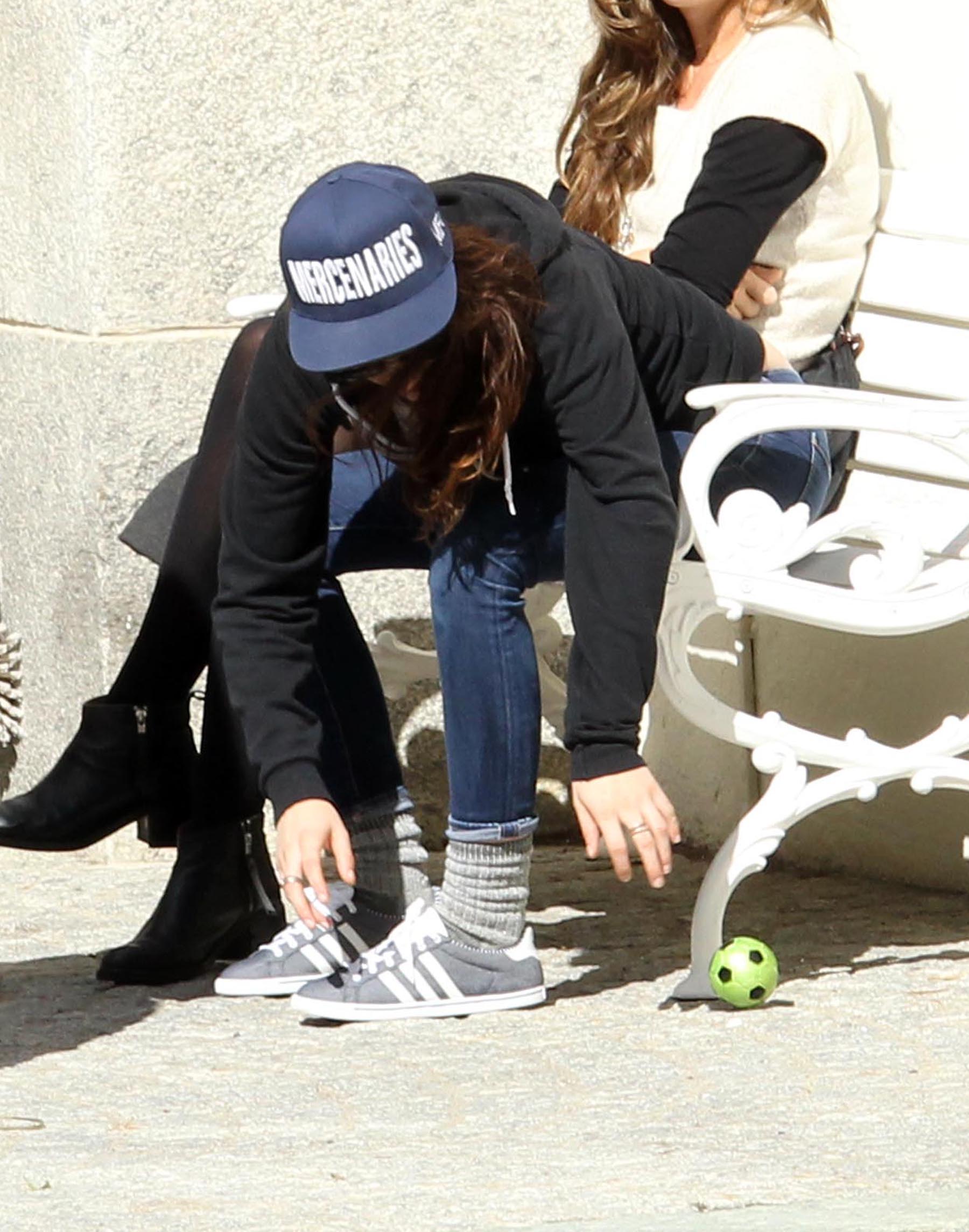 Kristen Stewart playing with a ball on the set of  Sils Maria  in Switzerland September 20, 2013  