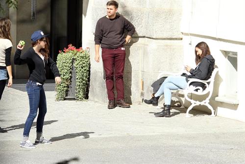Kristen Stewart playing with a ball on the set of  Sils Maria  in Switzerland September 20, 2013  