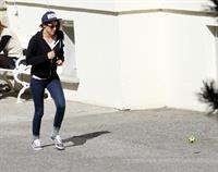 Kristen Stewart playing with a ball on the set of  Sils Maria  in Switzerland September 20, 2013  