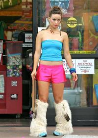 Olivia Wilde in shorts on the set of film free hugs in California July 29, 2011 