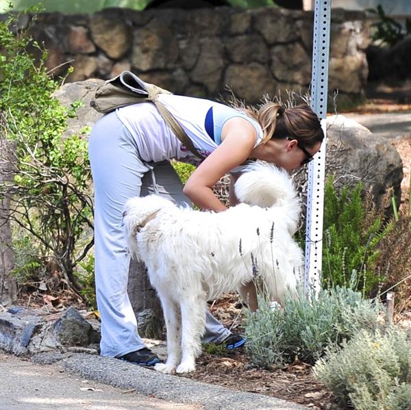 Olivia Wilde walking her dog in the Hollywood Hills on June 24, 2011