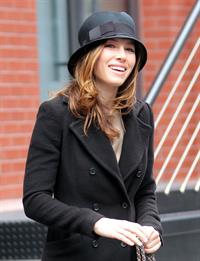 Jessica Biel leaving Justin Timberlake's apartment February 18, 2010