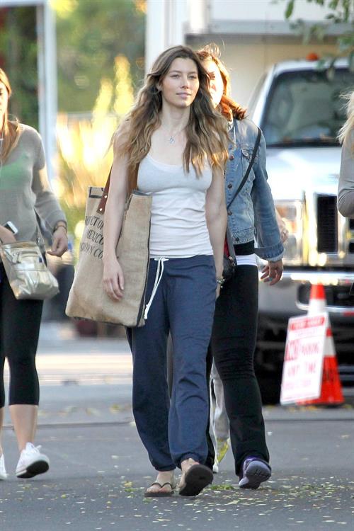 Jessica Biel – “Shiva and May” set candids, LA 10/17/13 