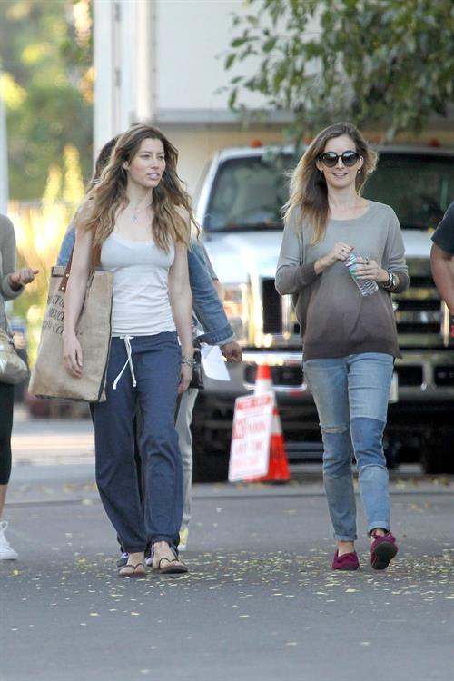 Jessica Biel – “Shiva and May” set candids, LA 10/17/13 