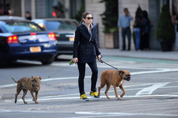 Jessica Biel Takes her two dogs for a long walk in SoHo (May 4, 2013) 