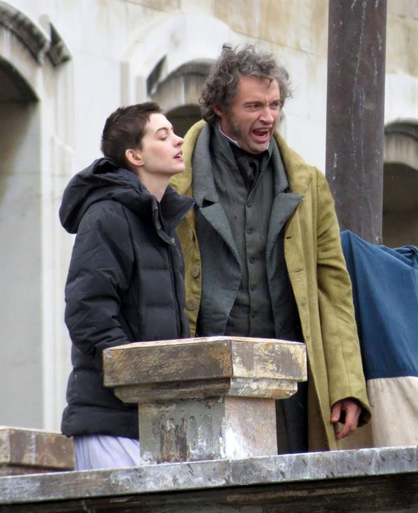 Anne Hathaway on the set of Les Miserables April 18, 2012