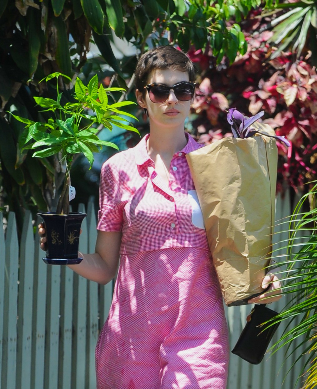 Anne Hathaway out about in Hollywood July 22, 2012 