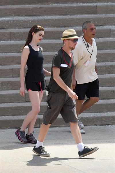 Anne Hathaway set of the Dark Knight Rises in Pittsburgh 4-8-2011