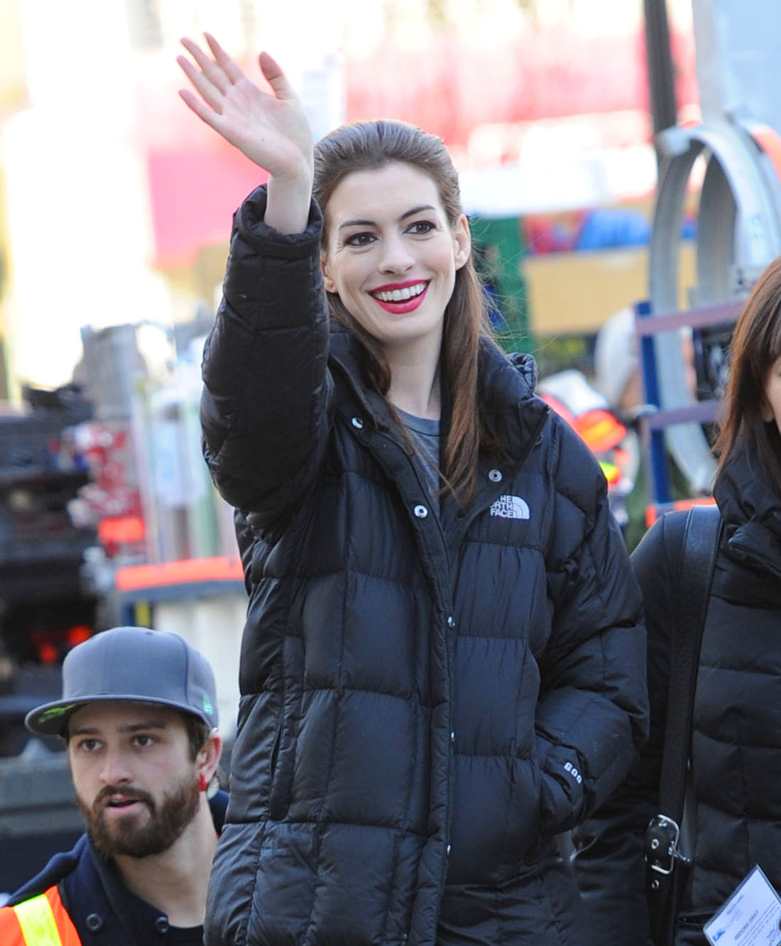 Anne Hathaway on the Dark Knight Rises set in New York City 4-11-2011 