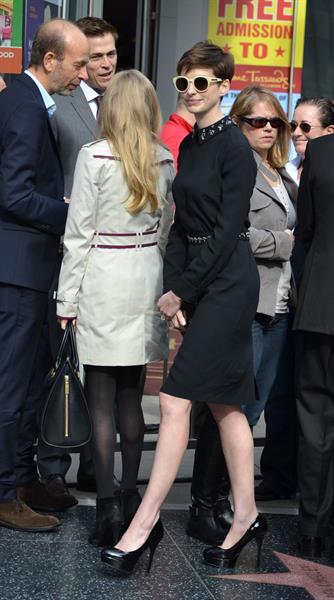 Anne Hathaway attends the Hugh Jackman Hollywood Walk Of Fame Ceremony in Hollywood December 13-2012 
