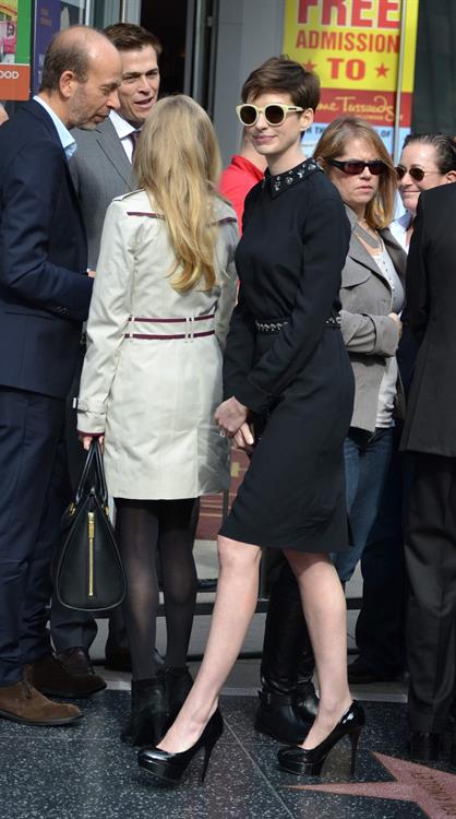 Anne Hathaway attends the Hugh Jackman Hollywood Walk Of Fame Ceremony in Hollywood December 13-2012 