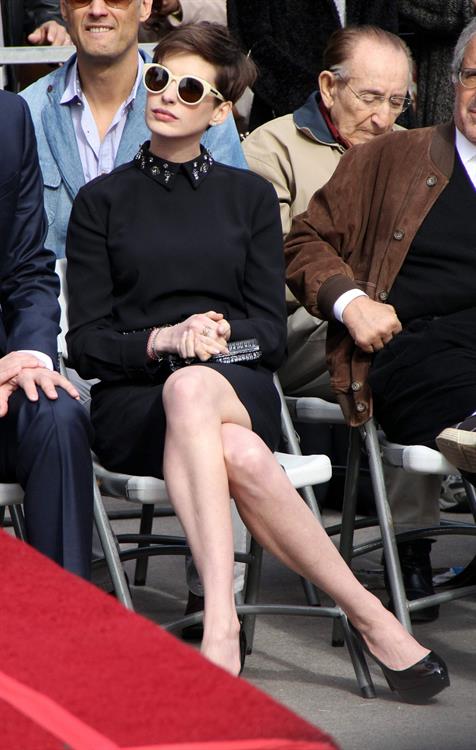 Anne Hathaway attends the Hugh Jackman Hollywood Walk Of Fame Ceremony in Hollywood December 13-2012 
