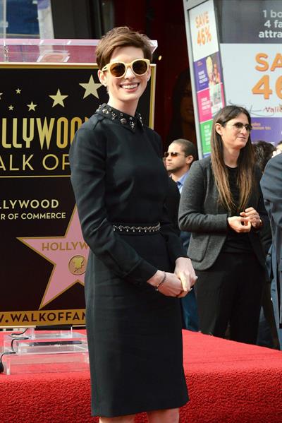 Anne Hathaway attends the Hugh Jackman Hollywood Walk Of Fame Ceremony in Hollywood December 13-2012 